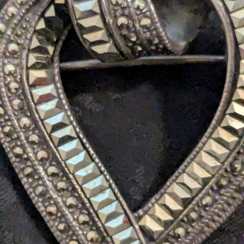 Large Vintage Solid Sterling Silver Marcasite Art… - image 6